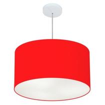 Lustre Pendente Cilíndrico Md-4101 Cúpula em Tecido 60x30cm Vermelho - Bivolt