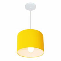 Lustre Pendente Cilíndrico Md-4113 Cúpula em Tecido 30x25cm Amarelo - Bivolt Lustre Pendente Cilíndrico Md-4113 Cúpula em Tecido 30x25cm Amarelo - Bivolt