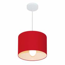 Lustre Pendente Cilíndrico Md-4113 Cúpula em Tecido 30x25cm Bordo - Bivolt