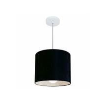 Lustre Pendente Cilíndrico Md-4113 Cúpula em Tecido 30x25cm Preto - Bivolt