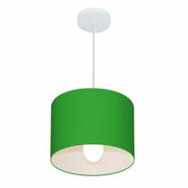 Lustre Pendente Cilíndrico Md-4113 Cúpula em Tecido 30x25cm Verde Folha - Bivolt