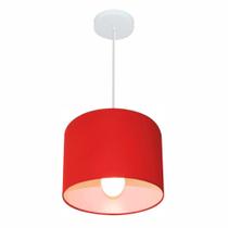 Lustre Pendente Cilíndrico Md-4113 Cúpula em Tecido 30x25cm Vermelho - Bivolt Lustre Pendente Cilíndrico Md-4113 Cúpula em Tecido 30x25cm Vermelho - Bivolt