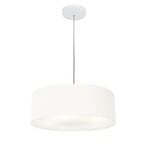 Lustre Pendente Cilíndrico Md-4132 Cúpula em Tecido 40x15cm Branco - Bivolt