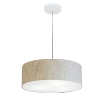 Lustre Pendente Cilíndrico Md-4132 Cúpula em Tecido 40x15cm Rustico Bege - Bivolt