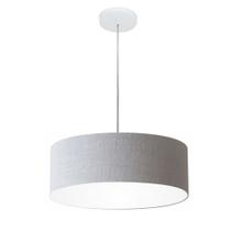 Lustre Pendente Cilíndrico Md-4132 Cúpula em Tecido 40x15cm Rustico Cinza - Bivolt