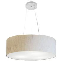 Lustre Pendente Cilíndrico Md-4134 Cúpula em Tecido 50x15cm Linho Bege - Bivolt