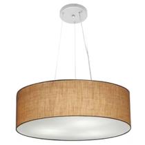 Lustre Pendente Cilíndrico Md-4134 Cúpula em Tecido 50x15cm Palha - Bivolt