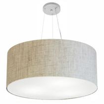 Lustre Pendente Cilíndrico Md-4135 Cúpula em Tecido 70x30cm Rustico Bege - Bivolt