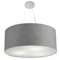 Lustre Pendente Cilíndrico Md-4135 Cúpula em Tecido 70x30cm Rustico Cinza - Bivolt