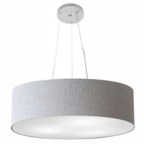 Lustre Pendente Cilíndrico Md-4136 Cúpula em Tecido 80x15cm Rustico Cinza - Bivolt
