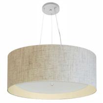 Lustre Pendente Cilíndrico Md-4142 Cúpula em Tecido 80x30cm Rustico Bege / Bege - Bivolt