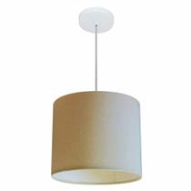 Lustre Pendente Cilíndrico Md-4143 Cúpula em Tecido 35x25cm Algodão Crú - Bivolt