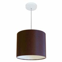 Lustre Pendente Cilíndrico Md-4143 Cúpula em Tecido 35x25cm Café - Bivolt