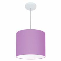 Lustre Pendente Cilíndrico Md-4143 Cúpula em Tecido 35x25cm Lilás - Bivolt