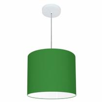 Lustre Pendente Cilíndrico Md-4143 Cúpula em Tecido 35x25cm Verde Folha - Bivolt
