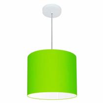 Lustre Pendente Cilíndrico Md-4143 Cúpula em Tecido 35x25cm Verde Limão - Bivolt