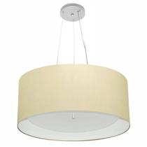 Lustre Pendente Cilíndrico Md-4145 Cúpula em Tecido 50x25cm Algodão Crú / Branco - Bivolt