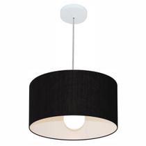 Lustre Pendente Cilíndrico Md-4146 Cúpula em Tecido 40x30cm Preto - Bivolt