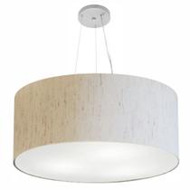 Lustre Pendente Cilíndrico Md-4150 Cúpula em Tecido 70x21cm Linho Bege - Bivolt