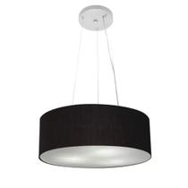 Lustre Pendente Cilíndrico Md-4181 Cúpula em Tecido 40x15cm Preto - Bivolt