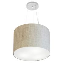 Lustre Pendente Cilíndrico Md-4183 Cúpula em Tecido 40x30cm Rustico Bege - Bivolt