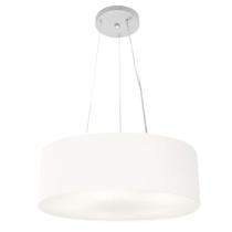 Lustre Pendente Cilíndrico Md-4184 Cúpula em Tecido 45x15cm Branco - Bivolt