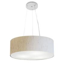 Lustre Pendente Cilíndrico Md-4184 Cúpula em Tecido 45x15cm Linho Bege - Bivolt