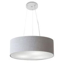 Lustre Pendente Cilíndrico Md-4184 Cúpula em Tecido 45x15cm Rustico Cinza - Bivolt