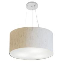 Lustre Pendente Cilíndrico Md-4185 Cúpula em Tecido 45x21cm Linho Bege - Bivolt