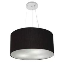 Lustre Pendente Cilíndrico Md-4185 Cúpula em Tecido 45x21cm Preto - Bivolt