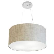 Lustre Pendente Cilíndrico Md-4185 Cúpula em Tecido 45x21cm Rustico Bege - Bivolt