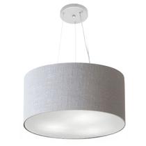 Lustre Pendente Cilíndrico Md-4186 Cúpula em Tecido 45x25cm Rustico Cinza - Bivolt