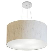 Lustre Pendente Cilíndrico Md-4189 Cúpula em Tecido 50x30cm Linho Bege - Bivolt