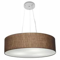 Lustre Pendente Cilíndrico Md-4190 Cúpula em Tecido 55x15cm Café - Bivolt