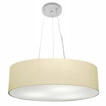 Lustre Pendente Cilíndrico Md-4193 Cúpula em Tecido 70x15cm Algodão Crú - Bivolt