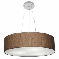 Lustre Pendente Cilíndrico Md-4193 Cúpula em Tecido 70x15cm Café - Bivolt