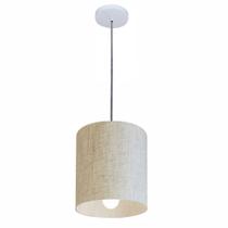 Lustre Pendente Cilíndrico Md-4200 Cúpula em Tecido 14x15cm Rustico Bege - Bivolt Lustre Pendente Cilíndrico Md-4200 Cúpula em Tecido 14x15cm Rustico Bege - Bivolt