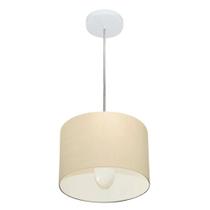 Lustre Pendente Cilíndrico Md-4201 Cúpula em Tecido 25x25cm Algodão Crú - Bivolt Lustre Pendente Cilíndrico Md-4201 Cúpula em Tecido 25x25cm Algodão Crú - Bivolt