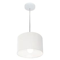 Lustre Pendente Cilíndrico Md-4201 Cúpula em Tecido 25x25cm Branco - Bivolt