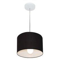 Lustre Pendente Cilíndrico Md-4201 Cúpula em Tecido 25x25cm Preto - Bivolt