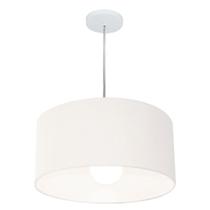 Lustre Pendente Cilíndrico Md-4203 Cúpula em Tecido 45x21cm Branco - Bivolt