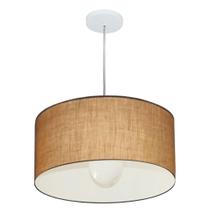 Lustre Pendente Cilíndrico Md-4204 Cúpula em Tecido 45x25cm Palha - Bivolt