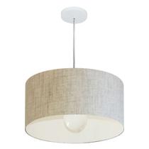 Lustre Pendente Cilíndrico Md-4204 Cúpula em Tecido 45x25cm Rustico Bege - Bivolt