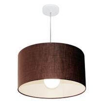 Lustre Pendente Cilíndrico Md-4205 Cúpula em Tecido 45x30cm Café - Bivolt Lustre Pendente Cilíndrico Md-4205 Cúpula em Tecido 45x30cm Café - Bivolt