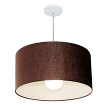 Lustre Pendente Cilíndrico Md-4207 Cúpula em Tecido 55x25cm Café - Bivolt