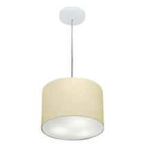 Lustre Pendente Cilíndrico Md-4209 Cúpula em Tecido 25x25cm Algodão Crú - Bivolt
