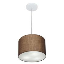 Lustre Pendente Cilíndrico Md-4209 Cúpula em Tecido 25x25cm Café - Bivolt
