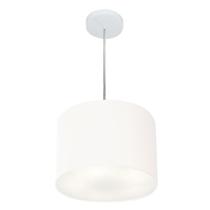 Lustre Pendente Cilíndrico Md-4210 Cúpula em Tecido 30x25cm Branco - Bivolt