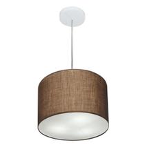 Lustre Pendente Cilíndrico Md-4210 Cúpula em Tecido 30x25cm Café - Bivolt