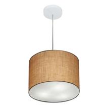 Lustre Pendente Cilíndrico Md-4210 Cúpula em Tecido 30x25cm Palha - Bivolt
